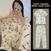 Japanese Kitty Cat Pajamas Women's Summer Thin Short-sleeved Trousers Loose Plus Size Girl Raw Loungewear Set