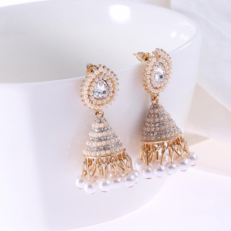 

Креативные ретро этнические серьги-гвоздики в виде фонаря и капли золотой