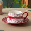 Chinese Style Ceramic Coffee Cup Saucer Set Household Drinking Cup Afternoon Tea Tableware Niche Latte Cup High Looking Girls