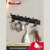 DANLE No-Drill Elegant Black 4-Hook Rack (2-Pack)