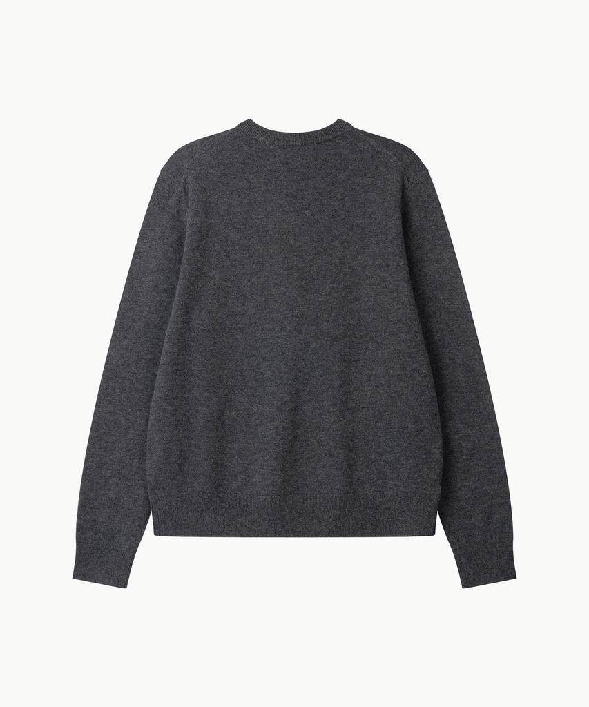 Leondi Fine Merino Wool V-Neck Knit - Charcoal