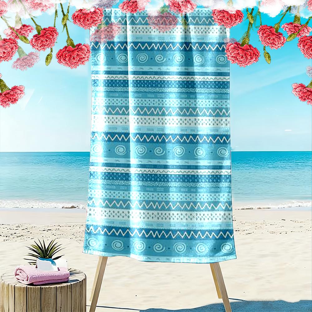 Blue and White Boho Pattern Towel Beach towel quick-drying for travel outdoor sports jogging beach and swimming