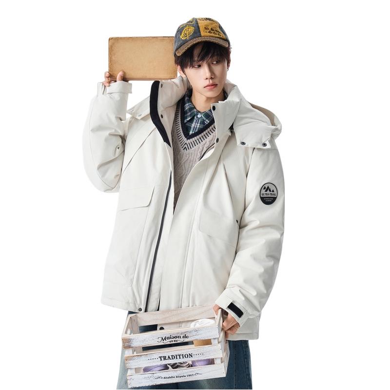 Men s Trendy Custom Hooded Down Jacket - Thick, Warm, and Loose-Fit Coat L