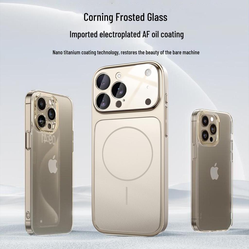 iPhone 17 Pro Max Matte Glass Magnetic Case, Drop-Proof Protective Cover