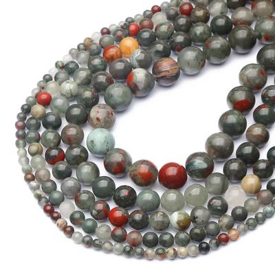 4-12mm/32-93pcs Natural Round African Blood Stone Beads for Jewelry Making DIY