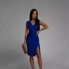 Abito Midi da Donna Scollo a V Senza Maniche Bodycon Vita Alta Elegante Spacco Laterale Vestito da Cocktail
