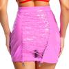 Womens Bodycon PU Skirt Floral Lace Patchwork Lace Up Clubwear Mini Skirt