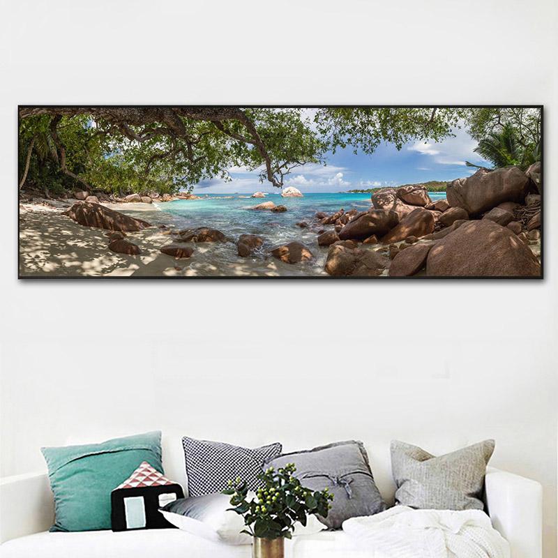 Landscape Beautiful Tropical Beach Panorama Canvas Painting Nature Posters and Prints Wall Art Picture Room Home Decor No Frame