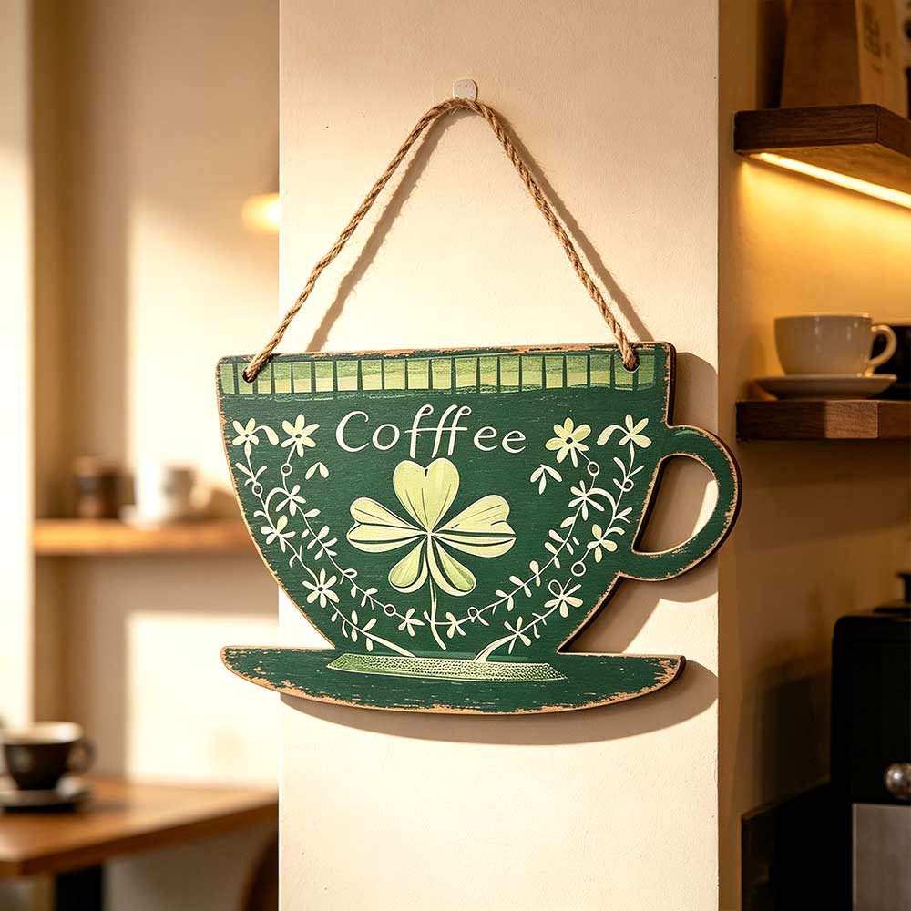 Creative Coffee Shop Signage Vintage Door Pendant Kitchen Logo Wall Hanging Background Prop