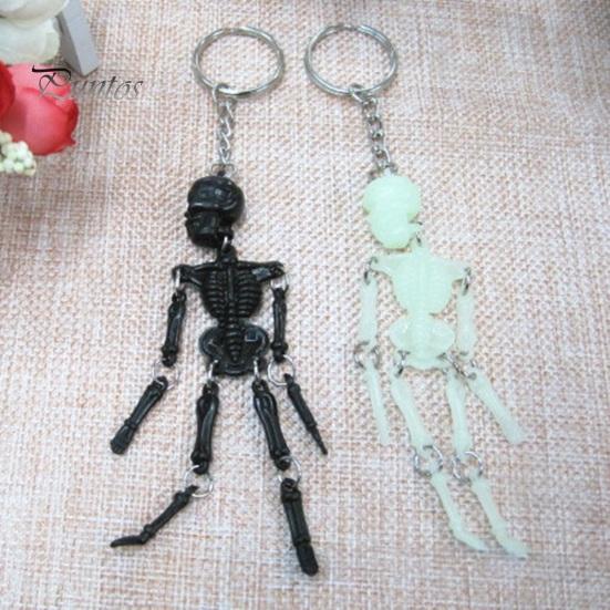 Halloween Party Favors Movable Joints Skeleton Keychain, Glow-in-the-Dark Keyring for Flexible Keychain Halloween, Handbag Backpack Purse Charm