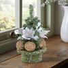 Desk Christmas Tree 8.66in Holiday Ornaments With Ball And Flower Artificial Christmas Tree For Home Workplace Coffee Shop