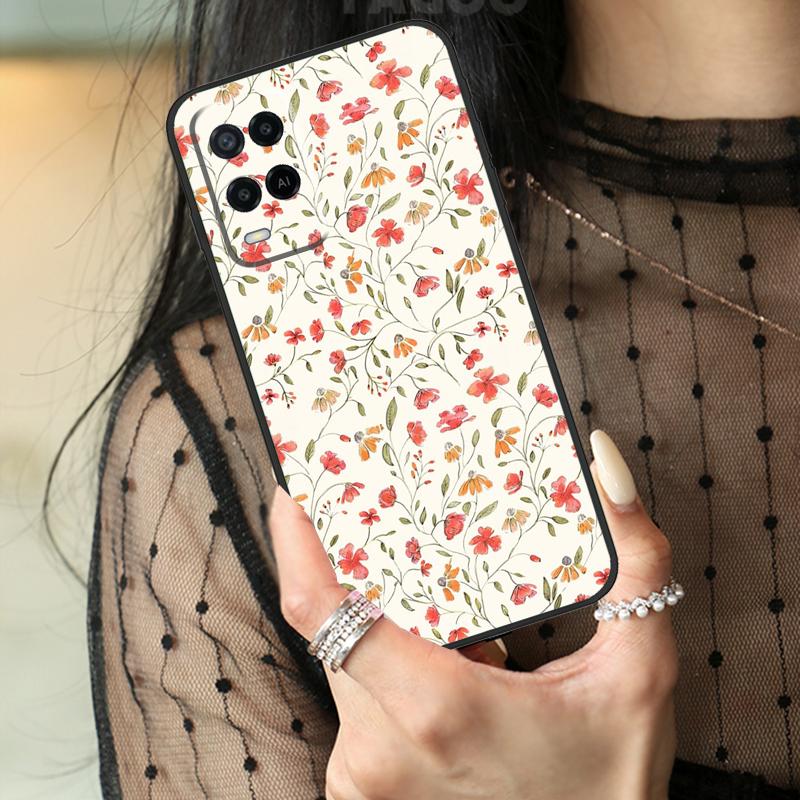 Flower Plant Art Case For Oppo A74 A94 A54 A80 A60 A40 A18 A38 A58 A78 A98 A96 A76 A16 A15 A17 A57 A77 A5 Pro