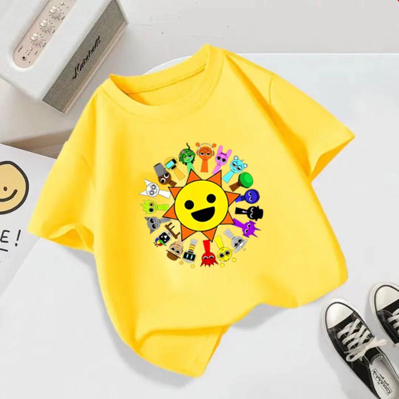 Summer Kids T Shirt Anime Sprunki Graphic Shirt Boys Girls Horror Games Tops Short Sleeve Wild Tee Cartoon Sprunki T-shirts