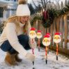 Waterproof Solar Snowman Yard Decor 5Pcs Christmas Stake Light, LED Garden Lamp with Warm White Pathway Lighting Santa Claus Design, Outdoor
