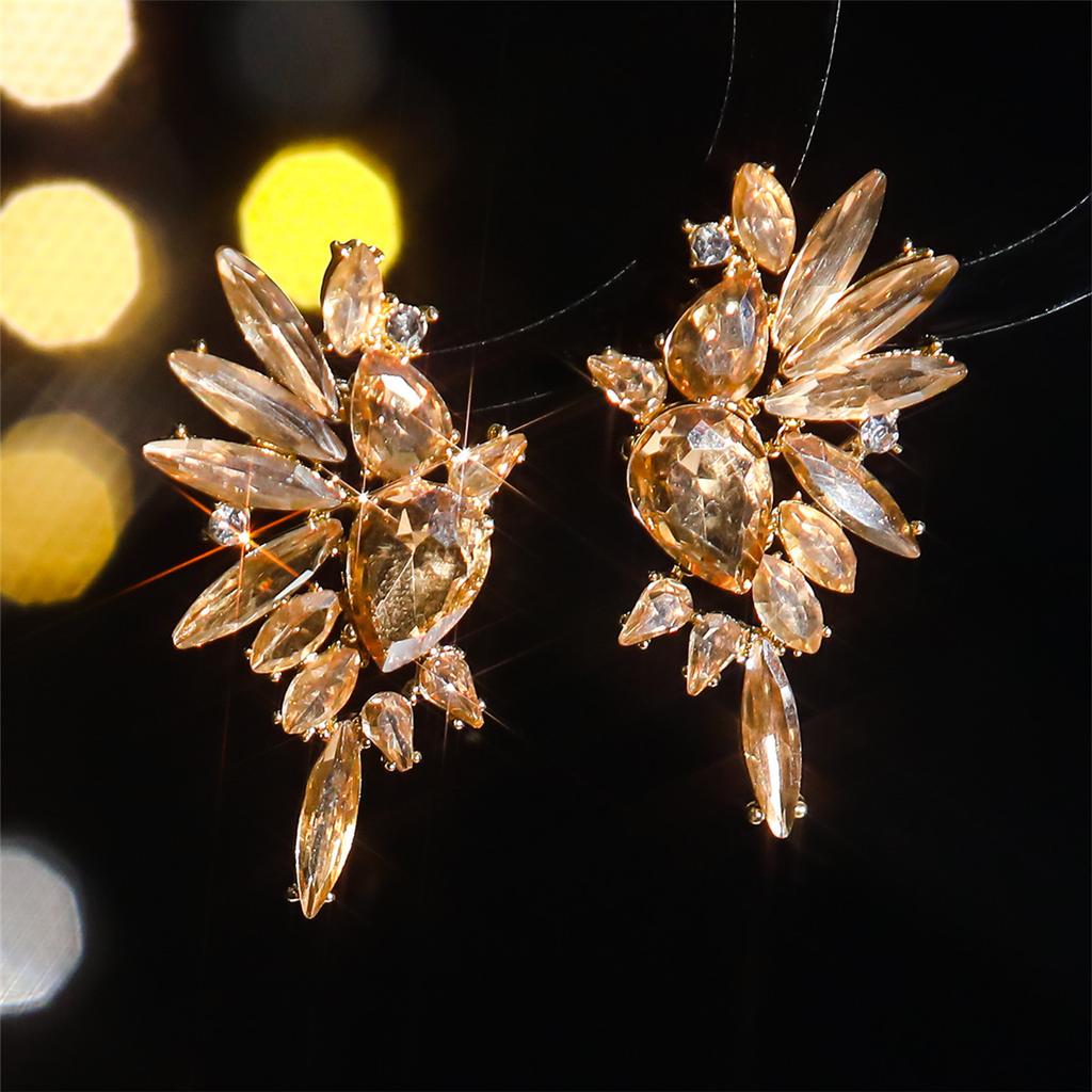 Luxury Temperament Colorful Shiny Crystal Earrings Women High-Grade Luxury Female Earrings Performance Earrings