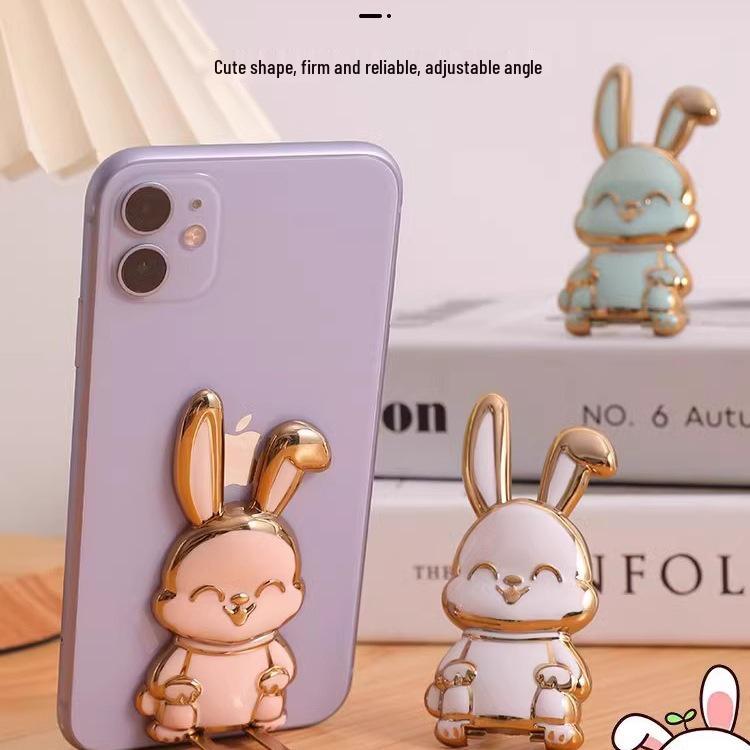 Kreslený králík Pokovený stojánek na telefon a tablet: Neznačkující, Samolepicí, Skládací stolní držák