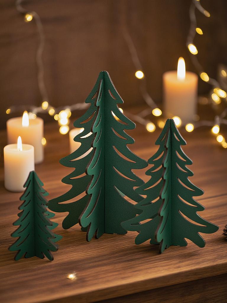 1pc Christmas Tabletop Decor Green Pine Trees Ornaments Bedroom Living Room Desktop Decorations for Home, Window Sill & Mantel