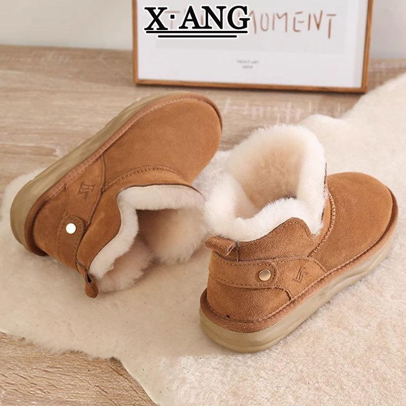 

Winter new real fur integrated snow boots women s thick-soled non-slip velvet thickened warm cotton shoes short boots 35