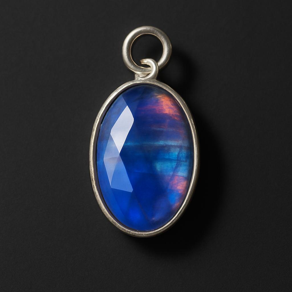 Natural Opal Pendant 16.75 Ct Multicolor 925 Sterling Silver Oval Cut October Birthday Birthstone