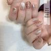 Magic Mirror Powder & Geometric Nail Stickers - 3D Waterproof Japanese Style with Gold Foil Rose Decorations