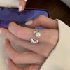 Chic Minimalist Geometric Open Ring For Women Stylish Pearl Accent Adjustable Size