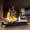 Elegant Crystal Sailboat Pen Holder: High-End Office or Housewarming Gift Decoration