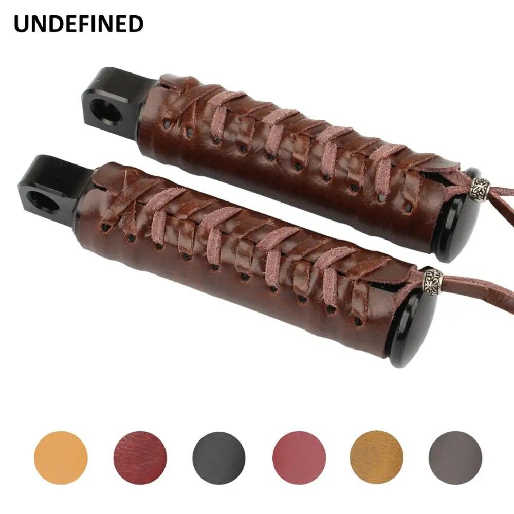 Kryt stupaček motocyklu Vintage PU kůže Obal stupačky pro Harley Indian Chief Classic Touring Cafe Racer Chopper Bikes