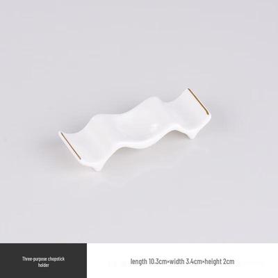 Huihuang Gold-Rimmed Ceramic Chopstick Rest