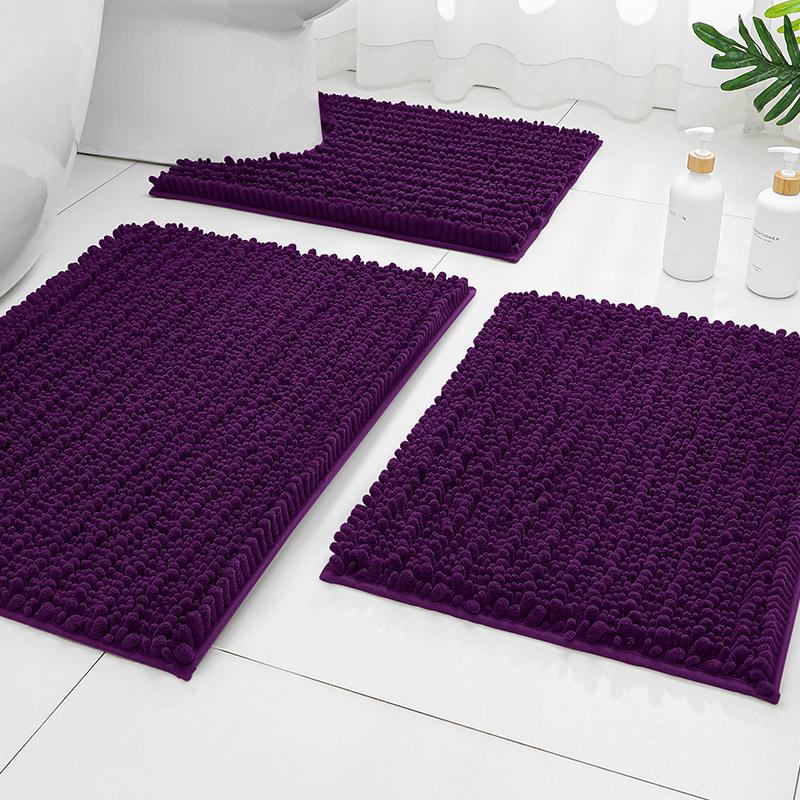 Chenier Solid Color Long Hair Bedside Mat Bedroom Carpet Bathroom Absorbent Floor Mat Bathroom Non-Slip Foot Mat Toilet Door Mat