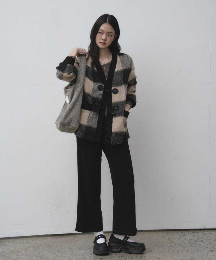 The Green Lab Boucle Wool Pouch Shoulder Bag Set [Melange Grey]