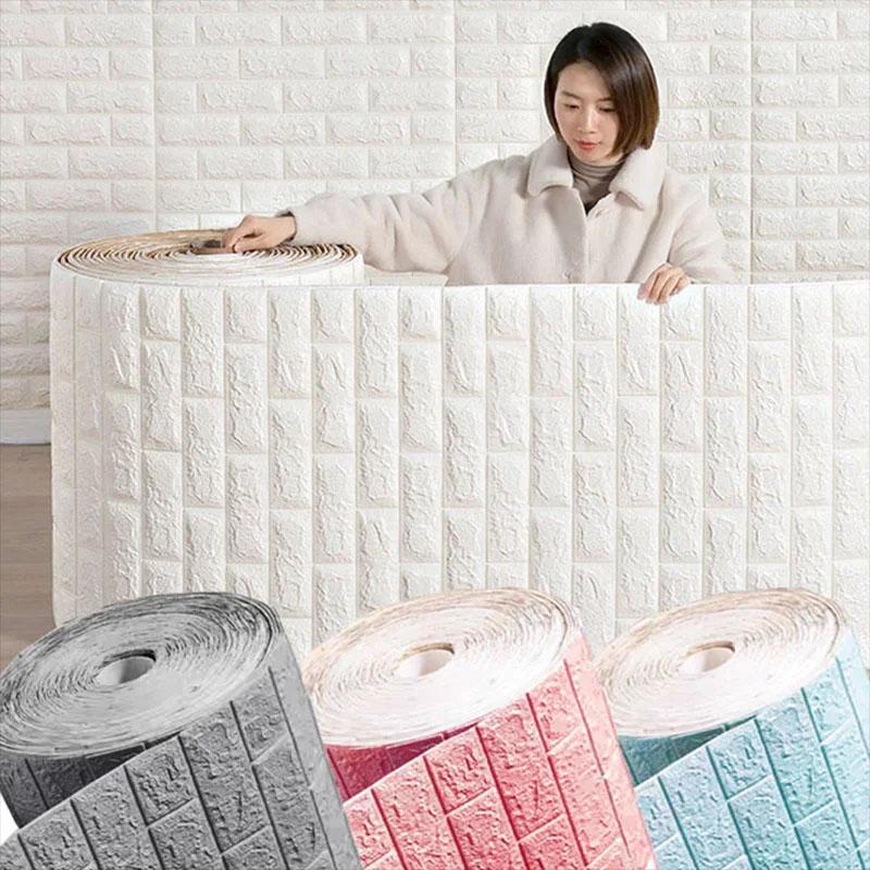 Wall Stickers 3d Paper Wall Adhesive Wallpaper DIY Paper for Walls Decoration Brick Pattern 77cm*70cm Wallpapers Home Decor