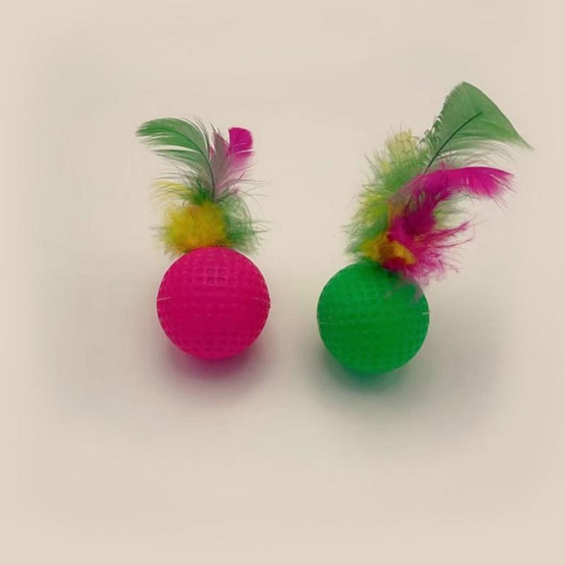 5Pcs Cat Toys Feather Toy Interactive Cat Scratching Ball Toy Playing Cats Pet Supplies