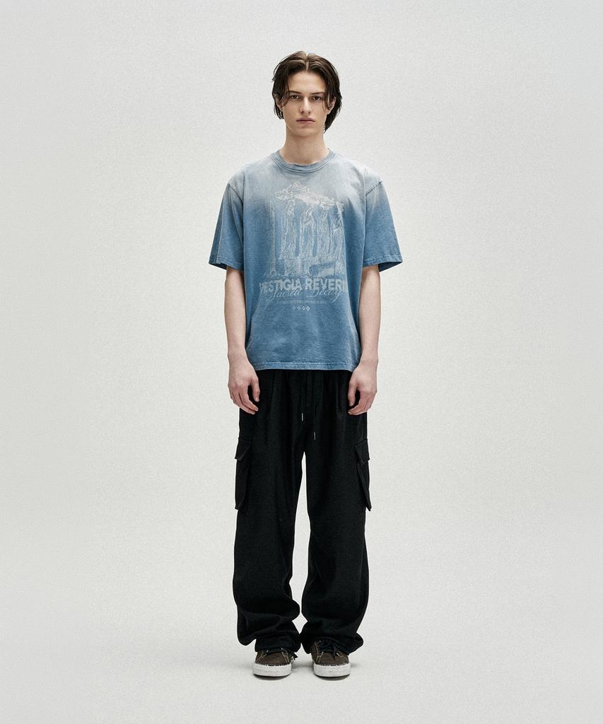NOT4NERD 4 Effigy Bleach Washed T-Shirts - Blue