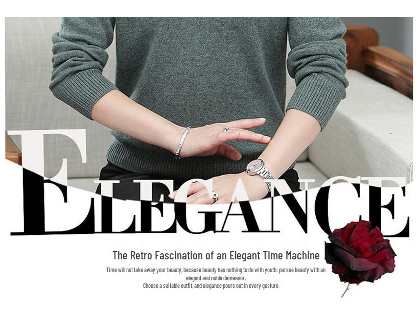 Women's 100% Pure Wool Sweater - Thick, Half High Neck for Middle-aged & Elderly, Autumn/Winter