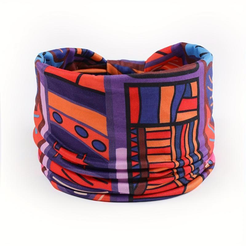 African Tribal Print Wide Headband With Soft Stretchy Fabric For Yoga Workout Running Wear