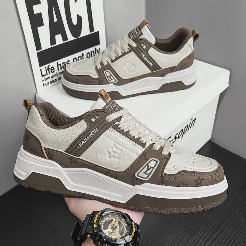 Men's Trendy White Thick-Soled Sneakers - Casual Sports Fashion Shoes