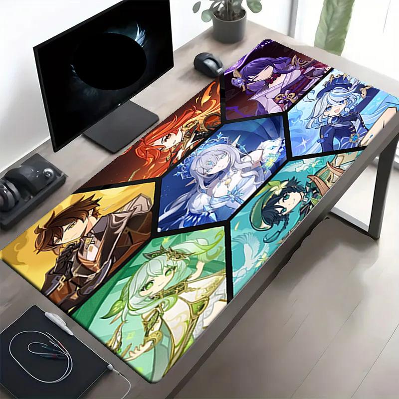 Genshin Impact Druck Mauspads, Anti-Rutsch Desktop Tastaturmatte, für PC Laptop Gaming Arbeiten Tägliche Nutzung, Cooles Festival Überraschungsgeschenk