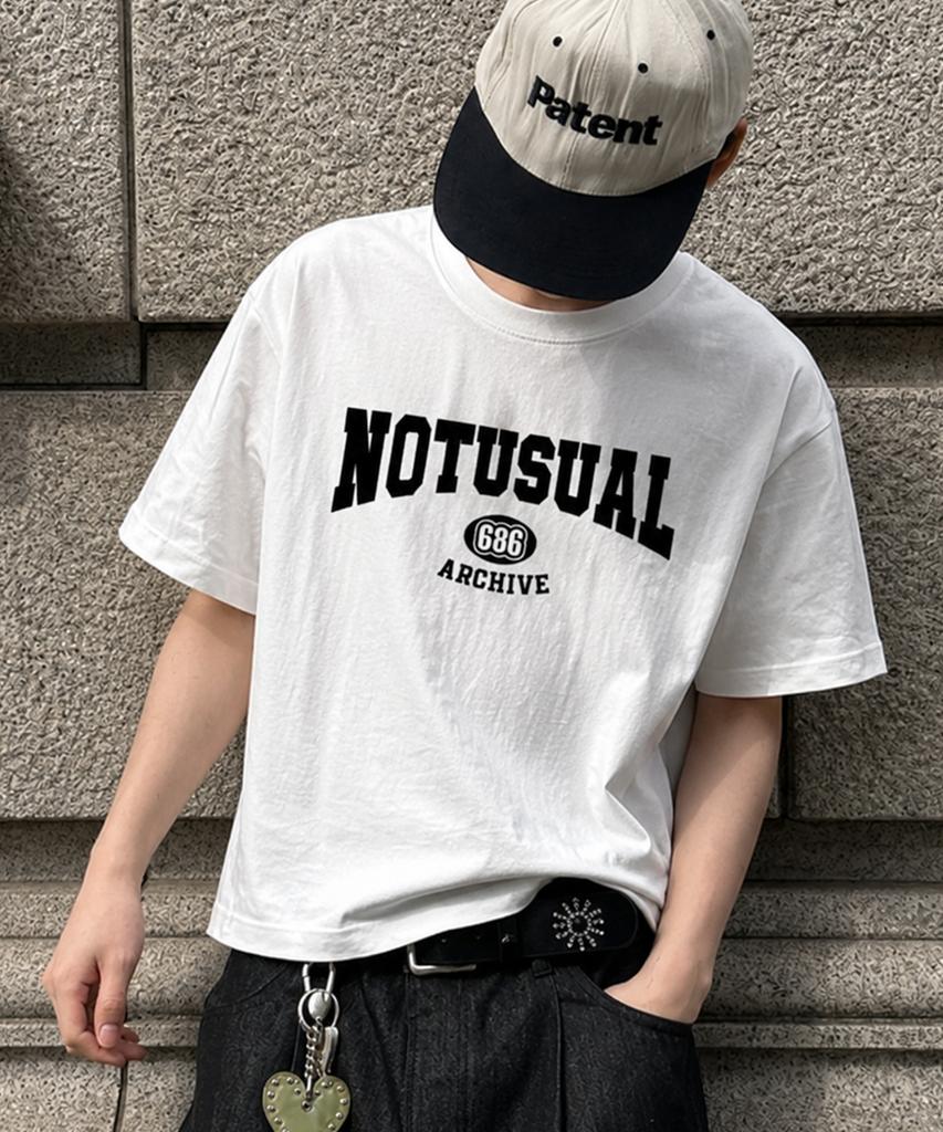 Nasyujeueol Simple School Font Oversized Short Sleeve T-Shirt 4 Colors