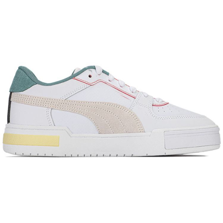 PUMA Suede Leather Mesh Low Top Sneakers White Green Unisex 384214-01
