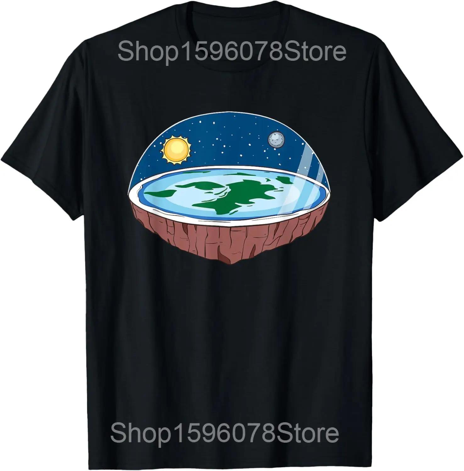 Question Everything Flat Earth Gift Idea Firmament T Shirts Cotton Humor Streetwear Tee Short Sleeve Unisex Loose Clothing S