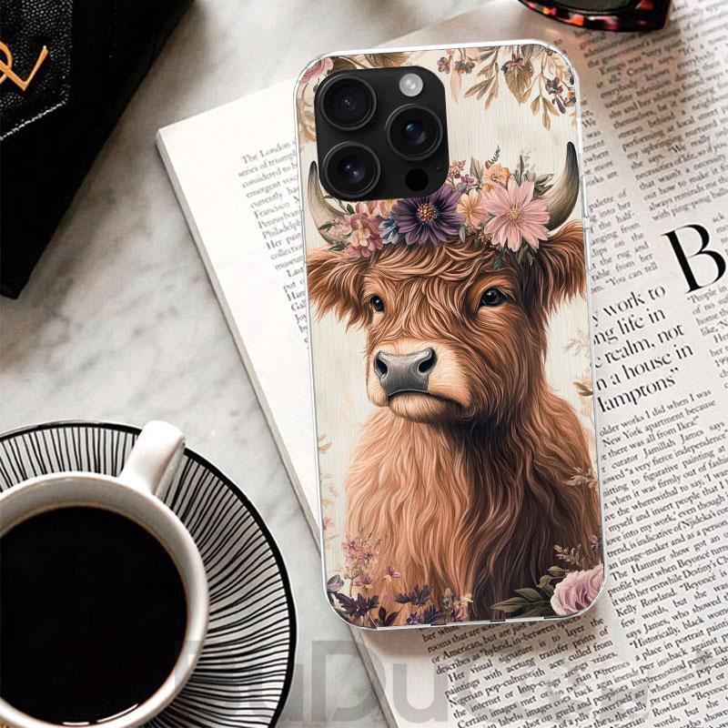 Cute Highland Cow Cover For iPhone 17 Air 16 16E 15 Pro Max 14 Plus 13 Mini Phone Case 12 11 7 8 SE Customized Print Shell 17 Ai