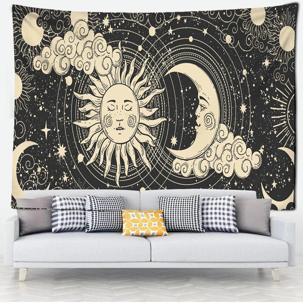Sun God Moon God Tapestry Bohemian Style Wall Hanging Background Decoration Fabric Beautiful Mysterious Print Decoration