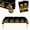 2025 Graduation Party Decorations - Black and Gold Tablecloth Plastic Disposable Table Cloth for Class of 2025 Party Favors Supplies, 2 Pack