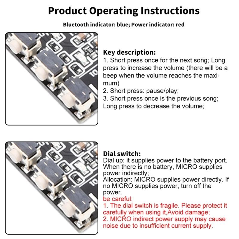 Car Bluetooth-compatible5.0 MP3 WAV Decoding Board Speaker Amplifier Audio Receiver Modules Support A2DP/AVCTP/AVDTP/HFP