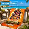 Custom Name Beach Towel Saiyans Football Crest Microfiber Beach Towel, Lightweight for Summer Travel, Swimming Pool Fan Birthday Gift
