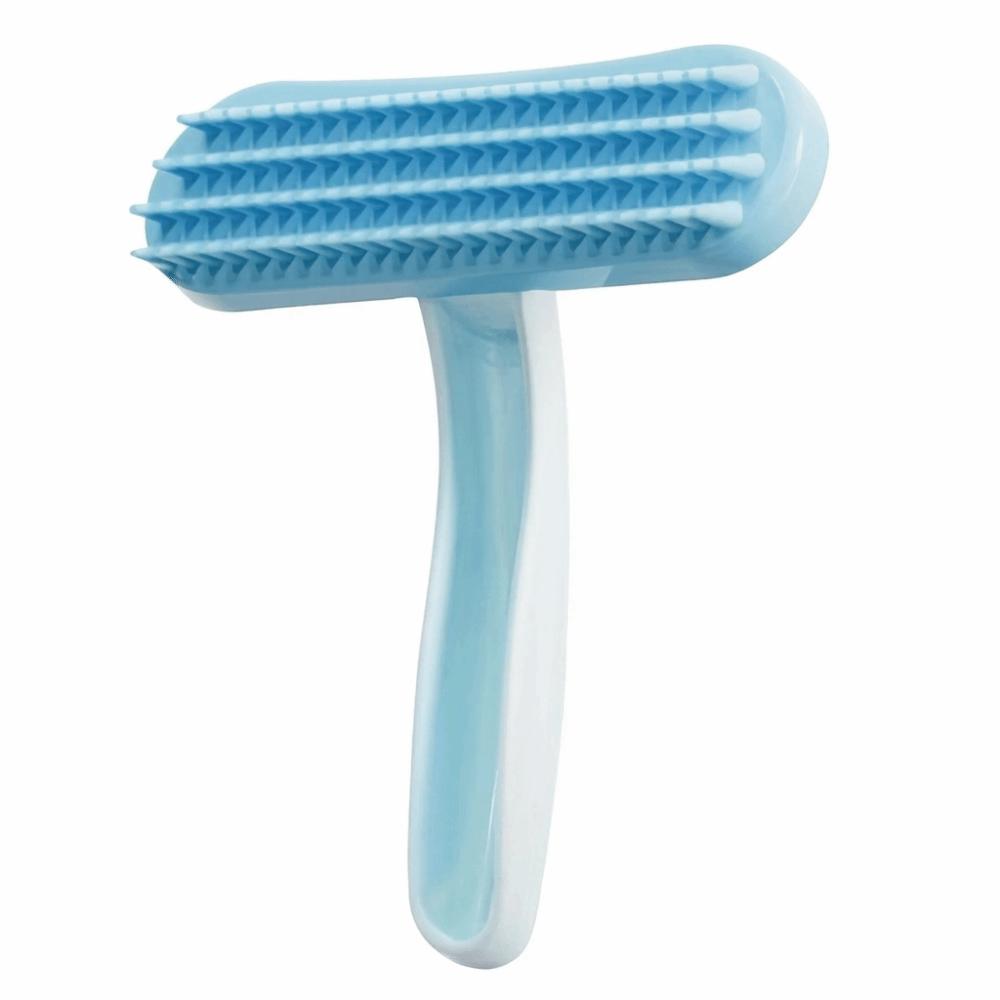 

Curved Handle Silicone Pet Brush Loose Fur Removal Gentle Detangling Brush Beauty Care S