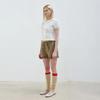 EMBROIDERY STIRRUP LEG WARMER - BEIGE