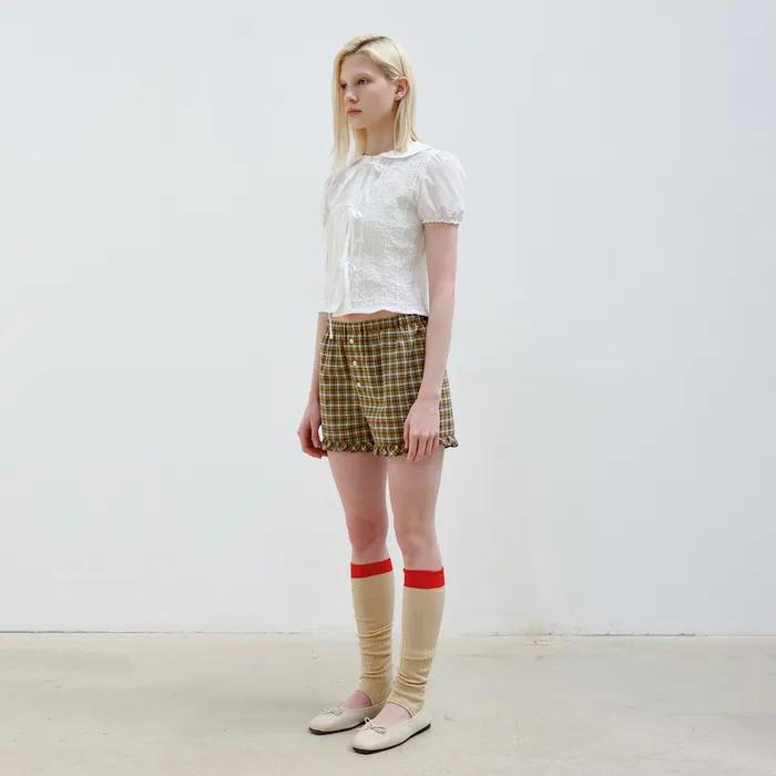 EMBROIDERY STIRRUP LEG WARMER - BEIGE