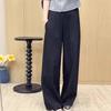 Women's 2025 Spring Khaki Retro Wide-Leg Accordion Pants - Loose, Versatile Fit