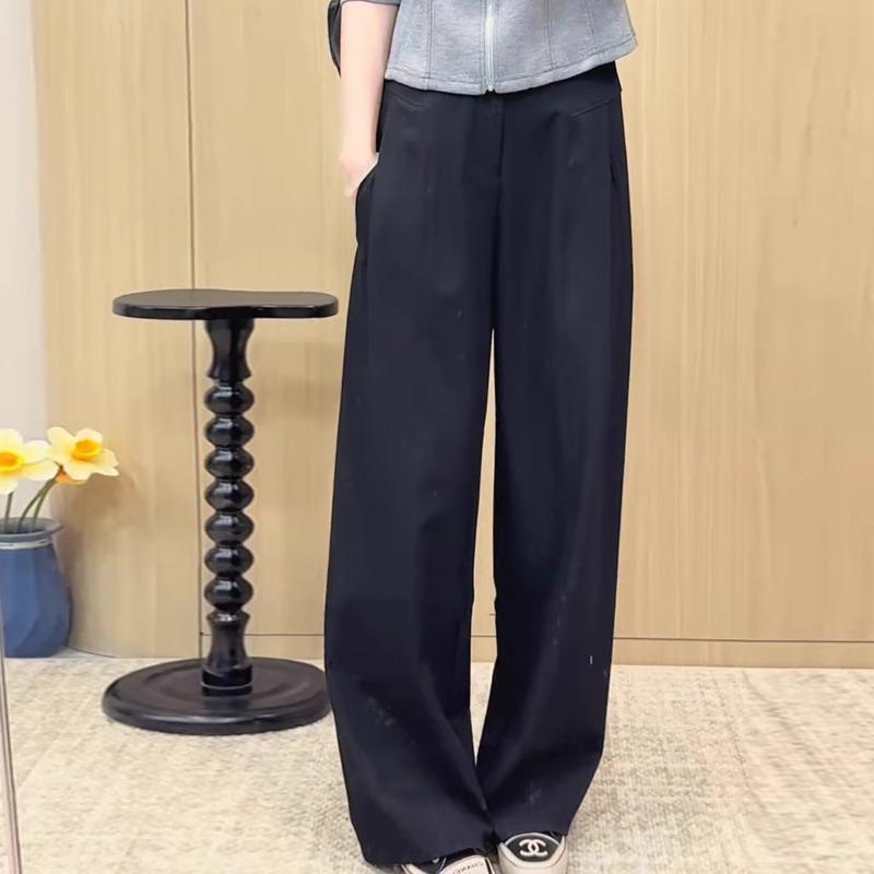 Women's 2025 Spring Khaki Retro Wide-Leg Accordion Pants - Loose, Versatile Fit